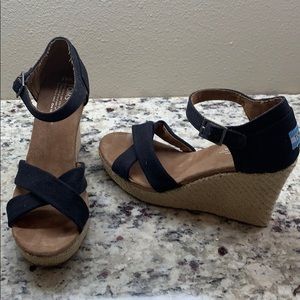 Toms canvas wedge sandals
